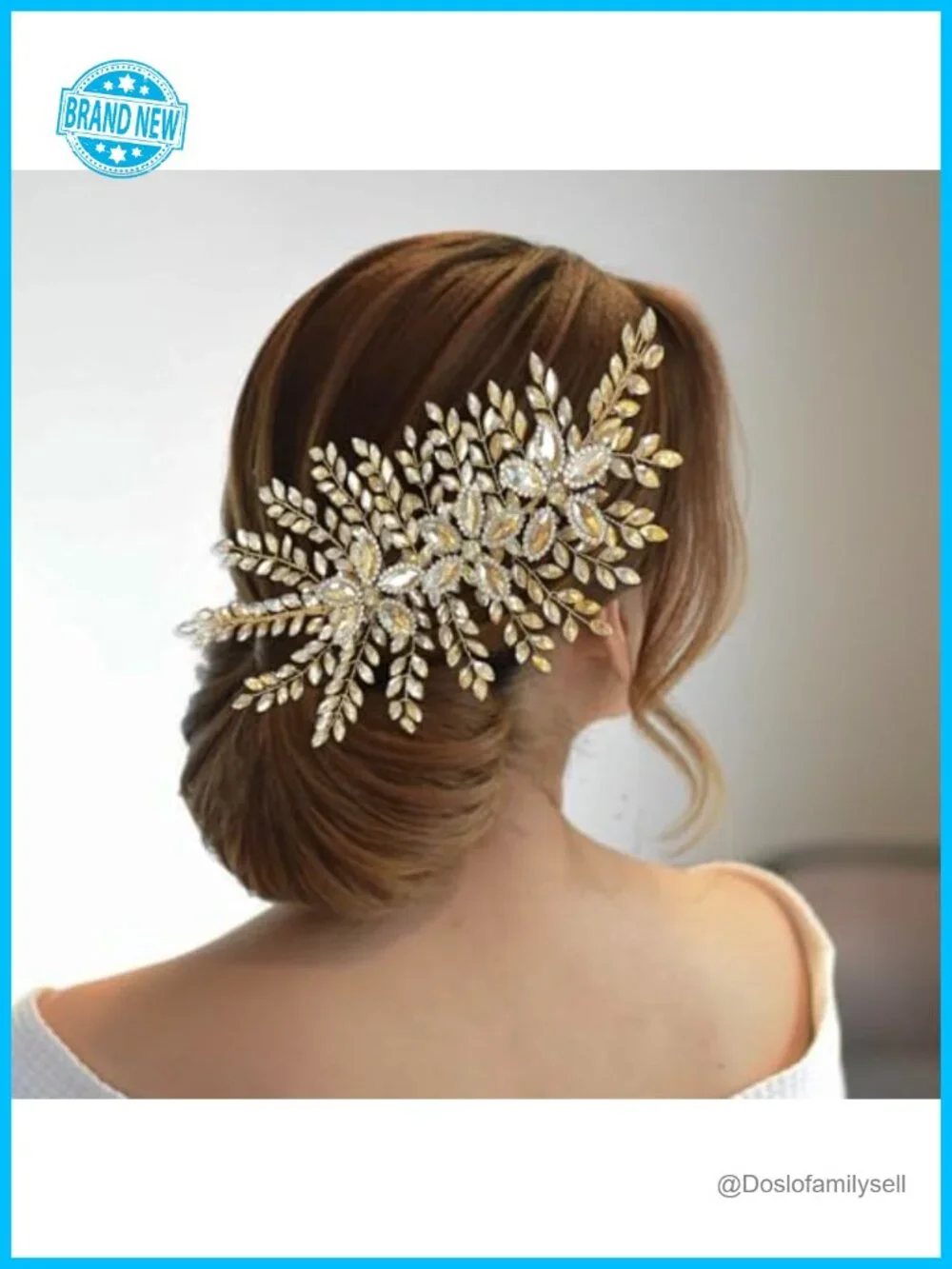 Handcrafted Rhinestone Wedding Hair Headband, Soft Metal Branches, Bendable,